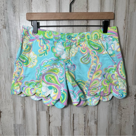 Lilly Pulitzer Pants - Lily Pulitzer Shorely Blue Double Trouble Buttercup Shorts Womens‎ Size 0